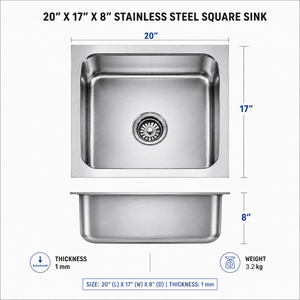 304 Grade Stainless Steel Single Bowl Kitchen Sink <b>Brushed</b> Rectangular Undermount - Product Image 4