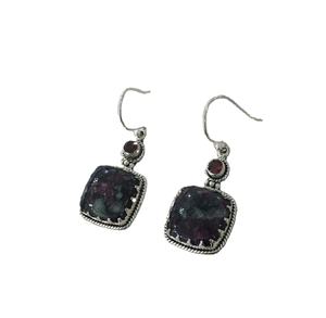 Pendientes colgantes de plata de ley 925 para mujer, moda Edulite, corte granate en bruto para boda o regalo, joyería de plata 925 al por mayor - Product Image 1