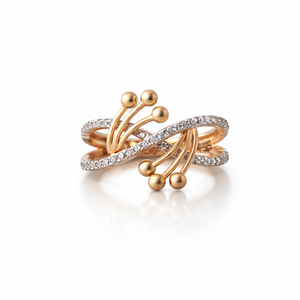 18ct Gold Cubic Zirconia Wave Twist Open <b>Ring</b> for Women Elegant Fashion <b>Statement</b> <b>Ring</b> Wedding Party Gift Fine Jewelry - Product Image 1