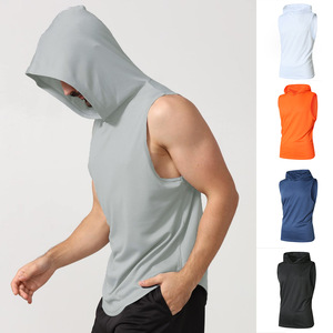 Hood Tank Top <b>Men</b> Custom Gym <b>Hoodie</b> Tank <b>Sleeveless</b> Fitness Wear Cotton Streetwear Bulk Apparel Supplier - Product Image 1