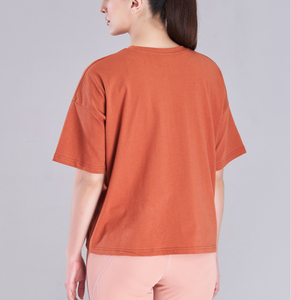 Women's <b>Orange</b> Crew Neck Short Sleeve Regular Regular Fit Solid Color Casual 100% Cotton Jersey Breathable Print Customized - Product Image 1