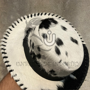 Nouveau Chapeau de Cowboy Élégant en Cuir de Vachette 2026 avec Fourrure de Cheval Noir et Blanc - Idéal pour le Sport, les Activités de Plein Air, les Voyages et les Fêtes - Product Image 2