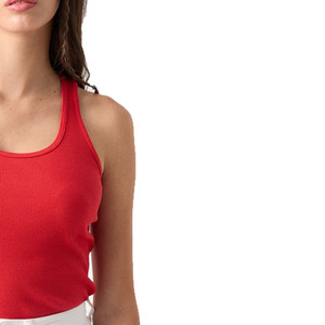 เสื้อกล้ามทรงเข้ารูปสำหรับผู้หญิง สีแดง ผ้าฝ้าย 100% คุณภาพพรีเมียม ผ้าถักแบบซับลิเมชั่น สีพื้น เหมาะสำหรับทุกวัย รุ่น 2027 - Product Image 2