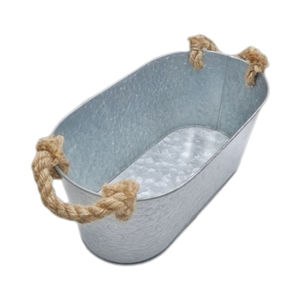 Bañera Redonda de Acero Galvanizado de la Más Alta Calidad, Enfriador de Vino Metálico Grande con Asas para Fiestas y Eventos en Oferta - Product Image 6