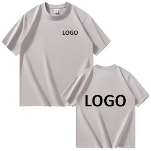 T-shirt pour homme gris à col rond et manches courtes, coupe classique, en coton tricoté, style décontracté, logo imprimé sur le devant, respirant, couleur unie - Product Image 4