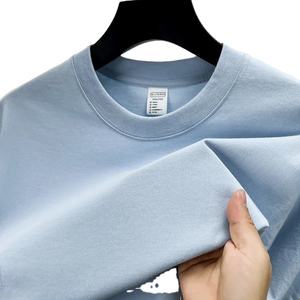 Camiseta de verano de algodón puro 100% de gama alta para hombre, camiseta de media manga transpirable de estilo moderno con cuello de manga corta - Product Image 1