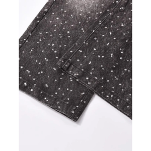 Jeans de Mezclilla para Hombre, Corte Recto, Cintura Alta, Lavado a la Piedra, con Diseño de Puntos, Estilo Casual para Otoño, Tela de Algodón, Corte Regular - Product Image 4