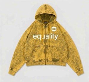 Sudadera con capucha personalizada de algodón grueso con lavado ácido, cremallera completa, estampado gráfico vintage de igualdad, estilo oversize, streetwear unisex, OEM - Product Image 5