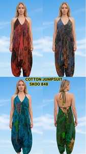 Combinaison Bohème Vintage en Coton Uni à Taille Haute et Col en V pour Femme, Coupe Ample Respirante Style Hippie Yoga - Product Image 6