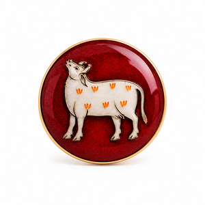 Botones de Lujo Personalizados de Latón con Esmalte Rojo, Motivo de Vaca Pichwai India, Botón Metálico para Traje Sherwani Bandh Gala para Hombre - Product Image 1
