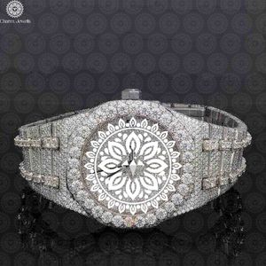 Montre de luxe pour homme Charm_Jewells avec diamants, bracelet en acier inoxydable, boîtier de 40 mm, mouvement mécanique analogique, résistance à l'eau 10 bars, automatique - Product Image 1
