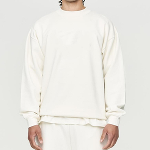 Sweat-shirt à capuche oversize pour homme, blanc uni, en coton tricoté, pull décontracté pour l'hiver, coupe classique, manches régulières - Product Image 6
