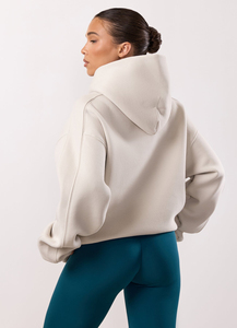 Sweat-shirt à capuche de luxe surdimensionné pour femme, léger et décontracté, idéal pour l'entraînement sportif, avec logo personnalisé, haute qualité, collection hiver - Product Image 2
