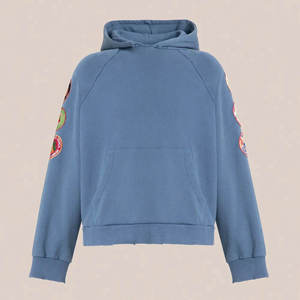 Sweat à capuche personnalisé avec logo imprimé par sublimation en strass, poche, anti-boulochage, en molleton bouclette, coupe oversize, coton épais, délavé à l'acide pour homme - Product Image 5