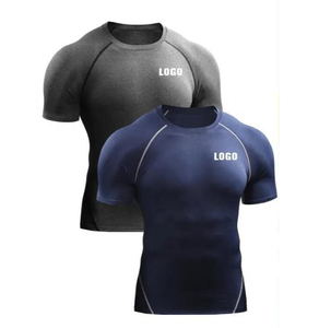 Custom <b>compression</b> <b>shirts</b> <b>men</b> athletic fit OEM polyester breathable quick dry fabric ideal <b>for</b> workout gym and sports training - Product Image 2