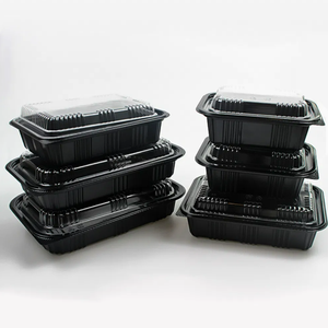 1-2-4 Compartment Disposable <b>Plastic</b> <b>Food</b> <b>Container</b> with Lid Black Takeaway Lunch Box Meal <b>Container</b> <b>Food</b> Storage Box - Product Image 6