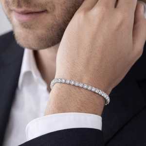 Pulsera de tenis de plata de ley 925 con moissanita redonda brillante VVS y cierres de caja abierta seguros, pulsera unisex. - Product Image 3