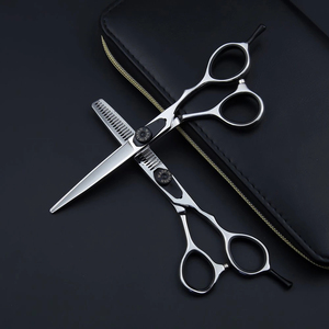 Ensemble de coiffure de haute qualité en 2 pièces, ciseaux de barbier et ciseaux à effiler en acier inoxydable à lame tranchante pour la coupe de cheveux en salon - Product Image 5