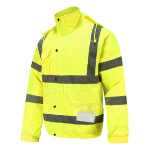 Hi Vis <b>Waterproof</b> Breathable Reflective <b>Work</b> Jacket Traffic Safety High Visibility Safety Jacket Windproof 100% Polyester - Product Image 2