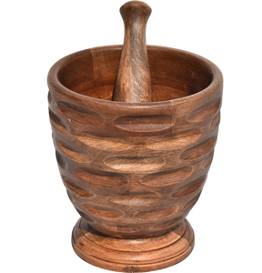 Mortero y pilón de acacia al por mayor, accesorios de cocina de alta calidad, molinillo manual de alimentos, especias y hierbas, mortero y pilón - Product Image 1