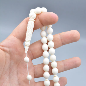 Misbaha en os naturel 99 perles, chapelet de prière islamique, logo personnalisé disponible - Product Image 5