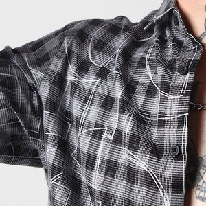 Men's Plaid Printed Long Sleeve Casual Shirt Turn-<b>down</b> Collar 100% Cotton Breathable Autumn Wear Shirt - Product Image 5