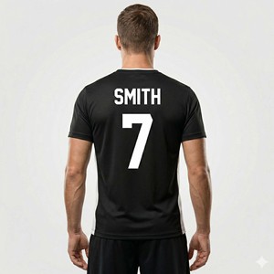 Men's Athletic Team Wear Black and White Blank Soccer Jersey Moisture Wicking Fitness Training T-Shirt - Product Image 3