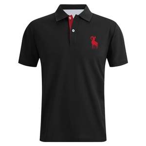 Chemise de golf pour homme en jersey polyester/coton à manches courtes, couleur corail, avec logo de chèvre imprimé par transfert thermique sur le devant, coupe décontractée classique - Product Image 6