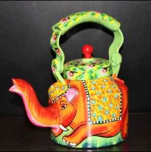 Nueva Tetera Decorativa Ecológica Hecha a Mano, con Diseños Florales Vibrantes, Motivos Tradicionales Indios, Diwali - Product Image 2