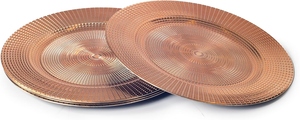 Plato de cobre texturizado de diseño vintage con patrón geométrico, plato decorativo para la cena, ofrece personalización. - Product Image 2