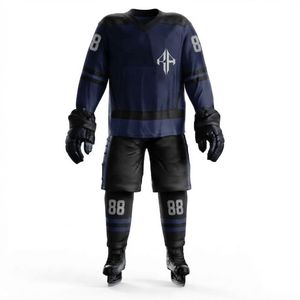 Nouvel ensemble d'uniformes de hockey sur glace confortables avec impression par transfert thermique, manches longues, 100 % polyester, qualité supérieure pour hommes - Product Image 2