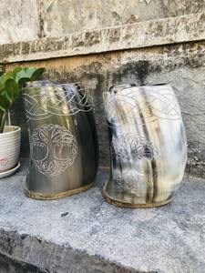 Natural Horn Viking Drinking Beer Mug with Solid Hand Grip Eco-Friendly & Dishwasher Safe for Party Occasions - Product Image 5