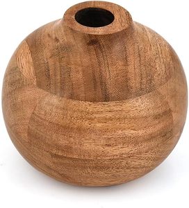 Modern Minimalist Round Wooden Handmade Eco-Friendly Tabletop Decorative Flower Vase for Home and Office Gift - Product Image 1