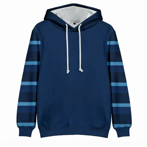 <b>Men's</b> Striped Sleeve Pullover <b>Hoodie</b> 100% Cotton Fleece Custom Streetwear Eco-Friendly Pullover <b>Hoodie</b> with Pocket High Quality - Product Image 3