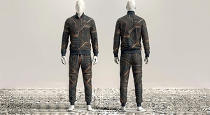 Ensemble de survêtement pour homme imprimé circuit intégré, veste zippée intégrale et pantalon de jogging, tenue de sport athlétique décontractée - Product Image 2
