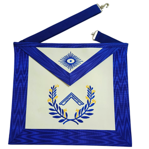 Ensemble de tablier, col et gants de franc-maçon brodés bleu et blanc, ensemble de régalia maçonnique classique pour Maître Maçon - Product Image 3