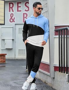 Ensemble de survêtement international haut de gamme pour homme, 2 pièces, athlétique, avec sweat à capuche et pantalon de survêtement color block, style décontracté - Product Image 3