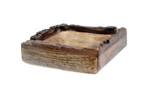 ถาดไม้เปลือกไม้ธรรมชาติสำหรับผลไม้ ขนม สลัด ทรงกลม ขนาดเล็ก 15x15x5 ซม. ถาดเสิร์ฟสไตล์อเมริกันแบบเรียบง่าย ทำจากอะลูมิเนียม - Product Image 4