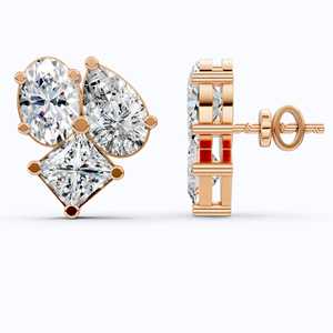 Pendientes de Diamantes Cultivados en Laboratorio con Tres Piedras en Racimo, 4.60 CTW, Chapados en Rodio, Modernos, Certificados por IGI, Oro de 14K, para Aniversario - Product Image 1