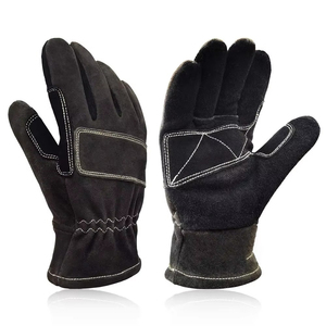 Gants de lutte contre les incendies en cuir pleine fleur renforcé, gants de pompier anti-coupure et anti-choc doublés Kevlar pour intervention en zone forestière - Product Image 1