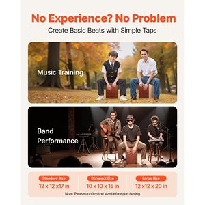 Cajon Compatto in Legno di Betulla con Corde Incluse, Strumento a Percussione Portatile - Product Image 6