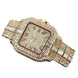 Montre pour homme de luxe avec cadran arabe en or, entièrement sertie de diamants Moissanite, mouvement automatique rond de 21,50 carats - Product Image 4