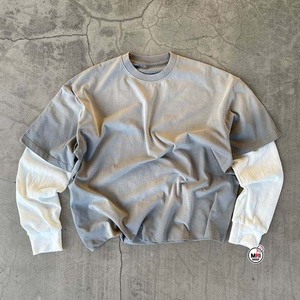 Camiseta de Manga Larga de Doble Capa de Alta Calidad para Hombre, Cuello Redondo, Ribete en Contraste, Algodón Tejido, Color Sólido, Estampado de Letras en la Parte Delantera - Product Image 6