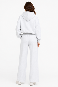 Conjunto de Sudadera con Capucha Extra Grande y Pantalones Deportivos de Pierna Ancha para Mujer, de Algodón Sólido Premium, Transpirable y Ecológico, 340g, Estilo Casual de Invierno - Product Image 2