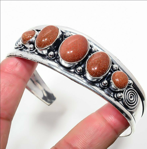 Handmade Sunstone Gemstone Bangle Teardrop Boho Jewelry Elegant Artisan <b>Bracelet</b> for Women Stylish Gift Accessory - Product Image 3