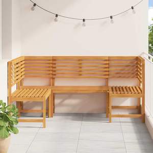 Ensemble de bancs de jardin en bois d'acacia massif marron, 3 pièces - Product Image 3