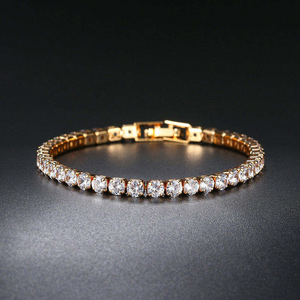 Pulsera de Moissanita con Corte Redondo en Tono Dorado, Joyería de Lujo Brillante para Mujer, Elegante Pulsera para Fiestas - Product Image 4