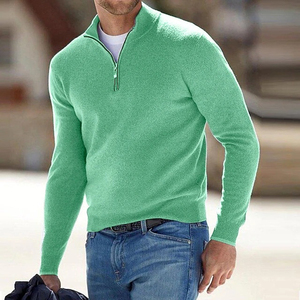 <b>Men's</b> 1/4 Zip <b>Sweater</b> Long Sleeve Solid Color Crew Neck Anti-Pilling Cotton Knit Cardigan Winter Casual Wear - Product Image 5