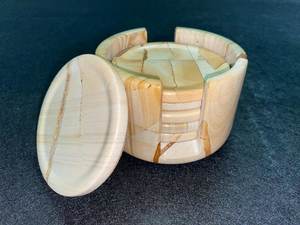 Posavasos de Travertino y Ónix Natural con Soporte, Juego de Posavasos de Piedra Antideslizantes, Accesorios Elegantes para Mesa de Centro - Product Image 6