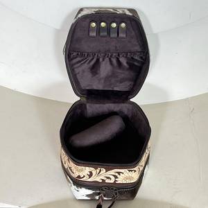 Étui à bijoux en cuir véritable de qualité supérieure, fait main, avec motifs floraux, en cuir de vache véritable, double compartiment, portable, pour le rangement des bijoux - Product Image 6